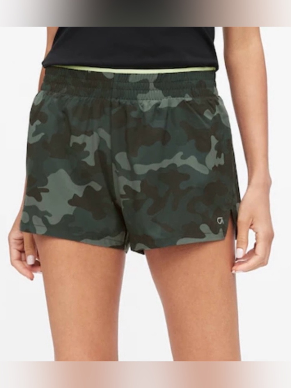 Gap GapFit G Sprint Shorts, Dry Wicking, 3” Inseam, Green Camo, XL